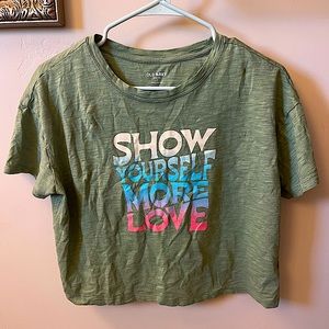 Old Navy “Show Yourself More Love” Cropped Tee size Medium
